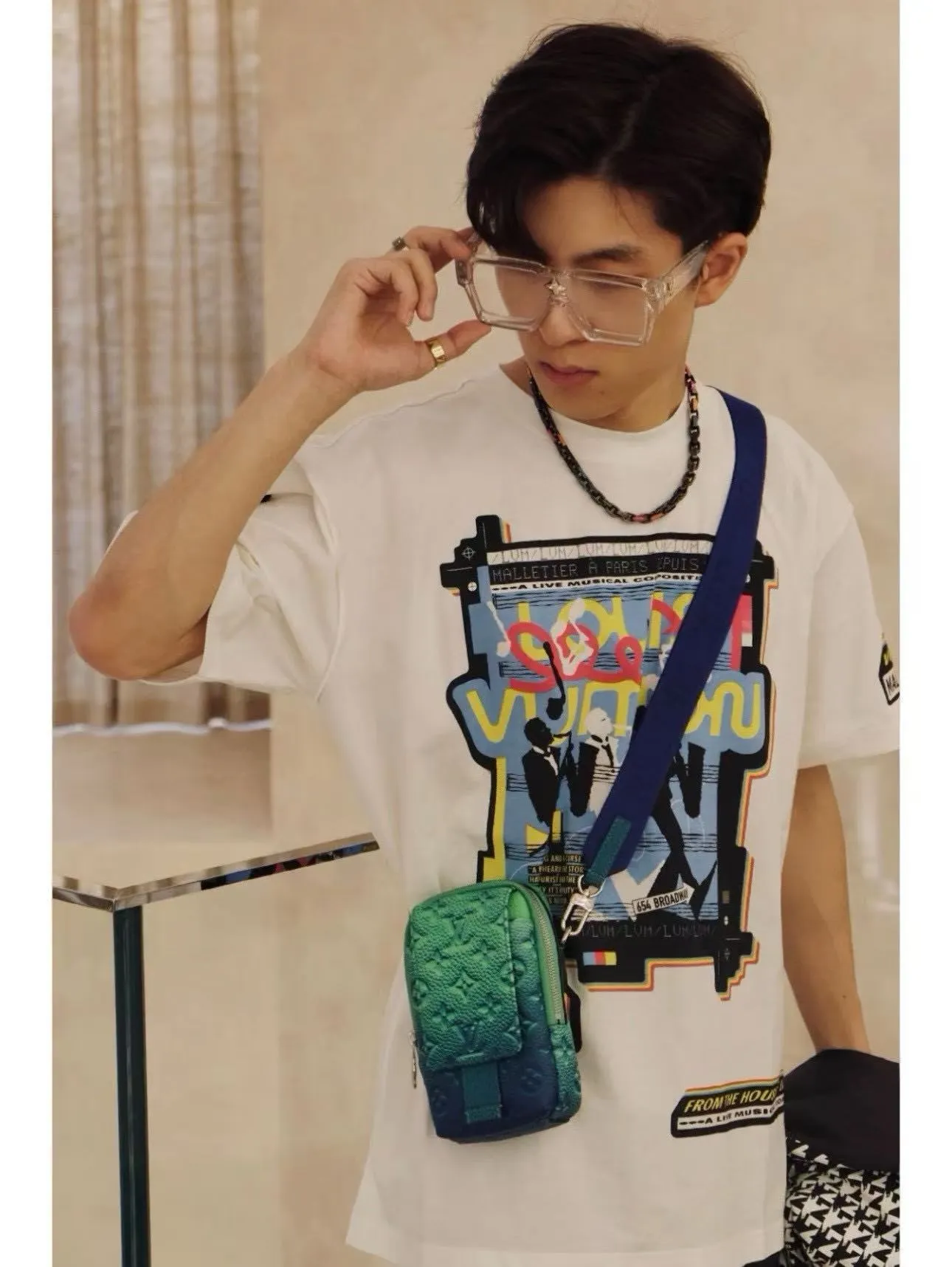 Louis Vuitton/Louis Vuitton front and back musician direct-print printed short-sleeves